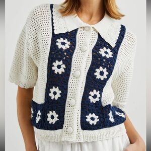 NWTA Rails White and Blue Cardigan Sweater